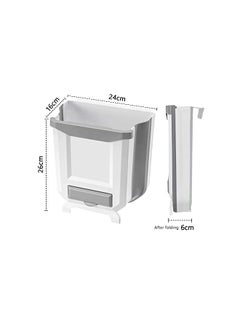 X spring Hanging Kitchen Trash Can 9L Plastic Collapsible Trash Can With A Pack Garbage Bag Foldable Simple Garbage Can With Garbage Bag Storage For Cabinet Kitchen Bedroom Bathroom White  - Image 2