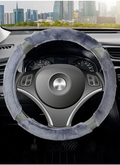 Agc Premium Quality 38cm Fluffy Steering Wheel Cover Medium Size Gray  - Image 2