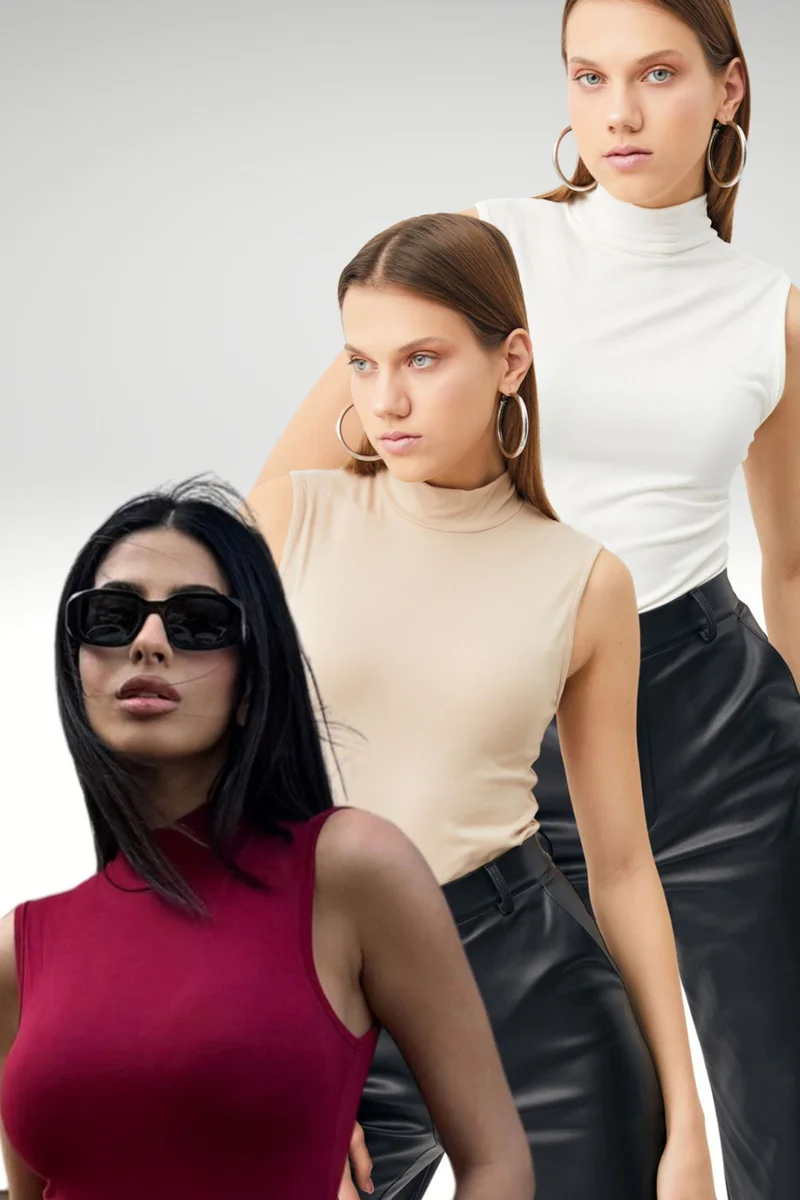 Bipantolon BIPANTOLON Women's 3-Pack Ribbed Half Turtleneck Bodysuits
