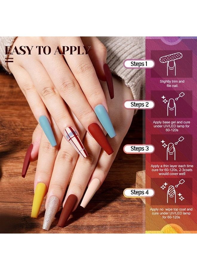 JEWHITENY 45 PCS Gel Nail Kit with 42 Colors Nail Polish Set Green Blue Red Pink Collection Gifts for Women 