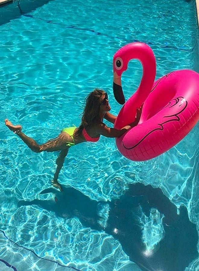 Whimsical Flamingo Inflatable Pool Float, Large Swim Ring for Kids and Adults, Beach Water Floatie for Swimming, Lounging, Pool Parties, Summer Fun, Pack of 1 - Image 2