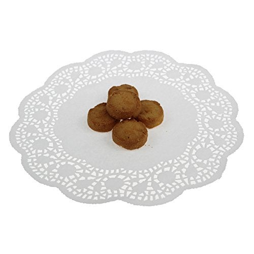 LJY 120 Pieces White Lace Round Paper Doilies Cake Packaging Pads Wedding Tableware Decoration (9.5 Inch) - Image 2