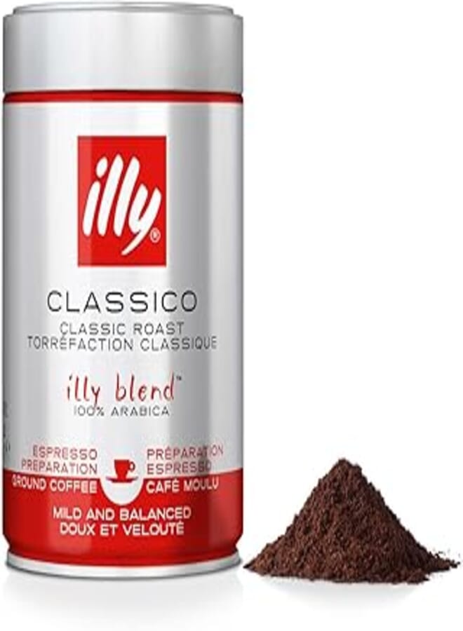 Illy قهوة إيلي إسبريسو مطحونة محمصة متوسطة الحجم، 250 جرام