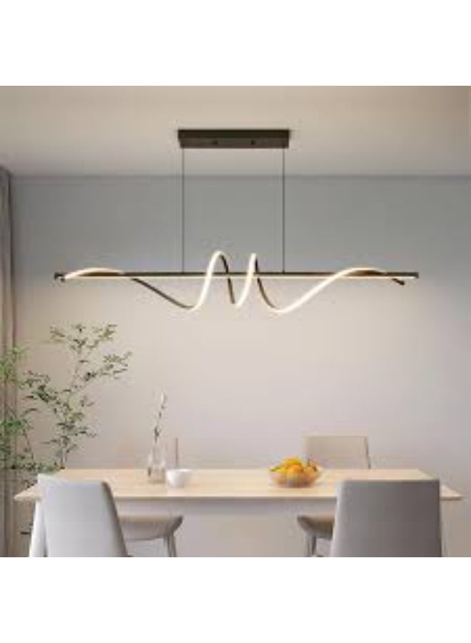 المفتاحة مصباح سقف LED حديث بتصميم موجة - مصباح سقف خطي قابل للتعتيم لغرفة الطعام وجزيرة المطبخ وغرفة المعيشة - ثريا معلقة بسيطة قابلة للتعديل لديكور المنزل المعاصر - Image 2