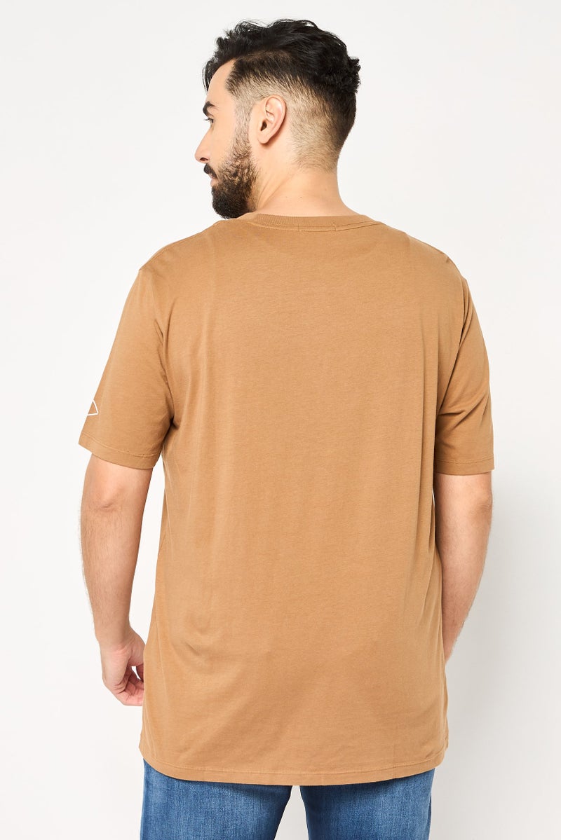 Replay Men Crew Neck Short Sleeve Graphic Print T-Shirt, Tan - Image 4