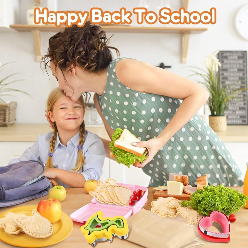 HINZER 32PCS Sandwich Cutter and Sealer Set Sandwich Cutter for Kids, Vegetable Fruit Cutter Shapes with Food Picks for Kids School Lunch Bento Box Accessories Cookie Cutters - Image 3