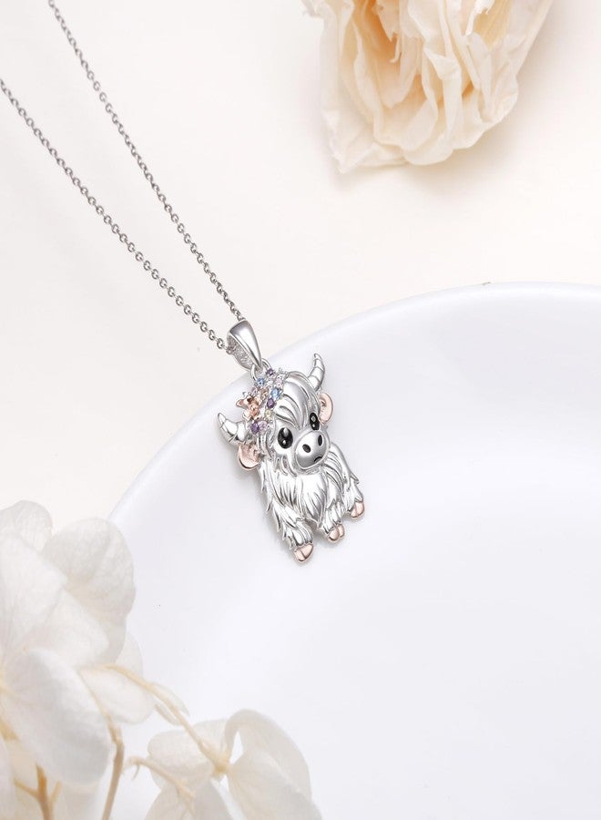Alphm Highland Cow Necklace 925 Sterling Silver Cow Pendant Cute Highland Cow Jewelry for Women Highland Cow Lovers Present - Image 3