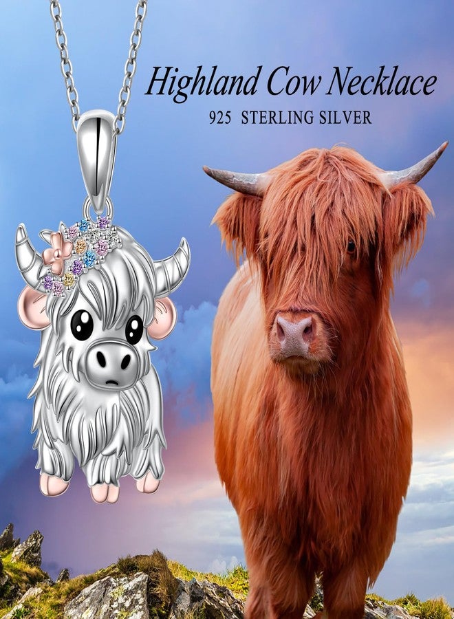 Alphm Highland Cow Necklace 925 Sterling Silver Cow Pendant Cute Highland Cow Jewelry for Women Highland Cow Lovers Present - Image 5