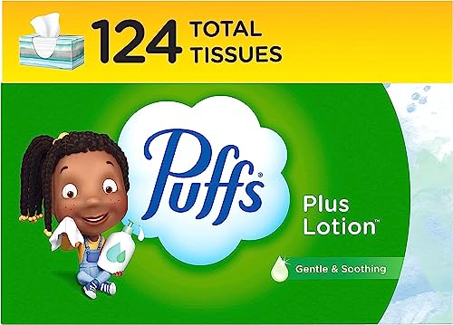 Puffs Plus Lotion Facial Tissue, 1 Family Box, 124 Tissues Per Box - Image 2