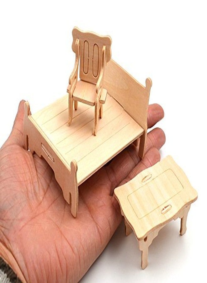 CUTEROOM Dollhouse Furniture - Laser Cut Wooden 3D Puzzle Miniature Doll House Kit House Furniture Set - 34 Pieces - Image 4