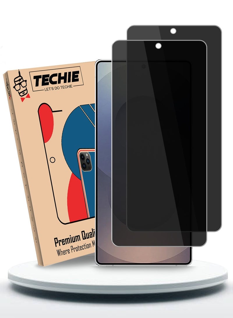 Techie 2 Pack HD Privacy Tempered Glass Screen Protector for Samsung Galaxy S25 Ultra 2025 - Anti Bubbles 9H Hardness 0.33 mm Rounded Edges Easy Installation - Image 1