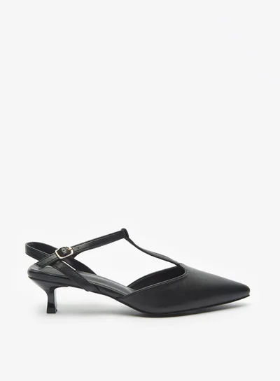 فلورا بيلا من شو إكسبرس Womens Solid Sandals with Kitten Heels and T Strap Buckle Closure