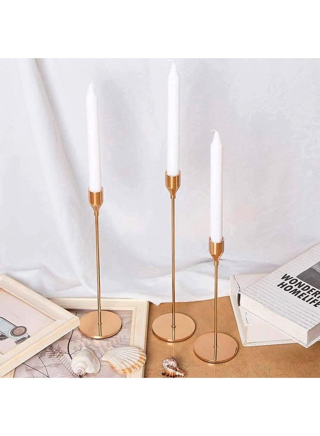 3 PCS Gold Wrought Iron Candlestick Holders - Taper Candle Holders for Wedding Decorations, Table Centerpiece - Image 3