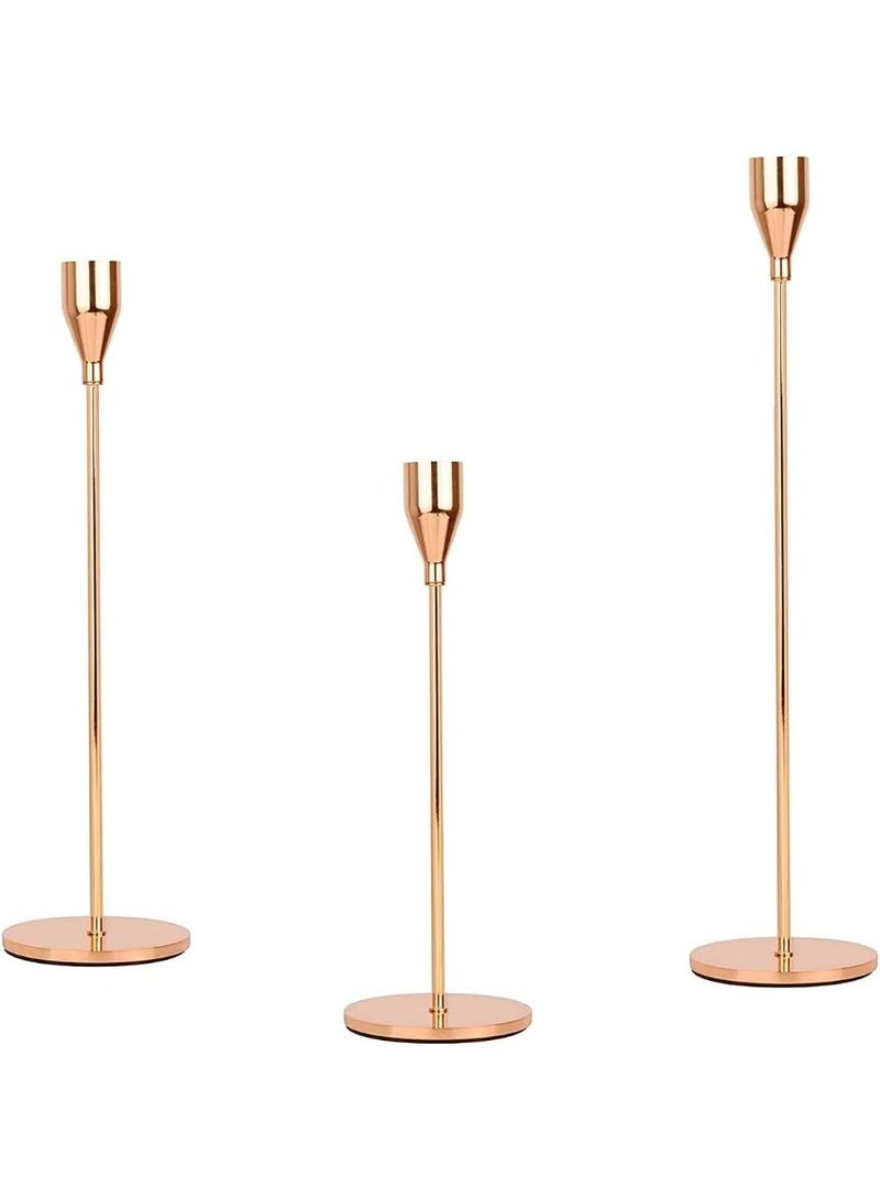 3 PCS Gold Wrought Iron Candlestick Holders - Taper Candle Holders for Wedding Decorations, Table Centerpiece - Image 1