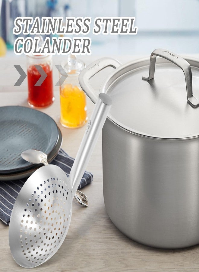 YARDWE Stainless Steel Skimmer Spoon Slotted Strainer Ladle Fine Mesh Wire Oil Filter Mandarin Colander Scoop for Kitchen Cooking (22cm) - Image 2