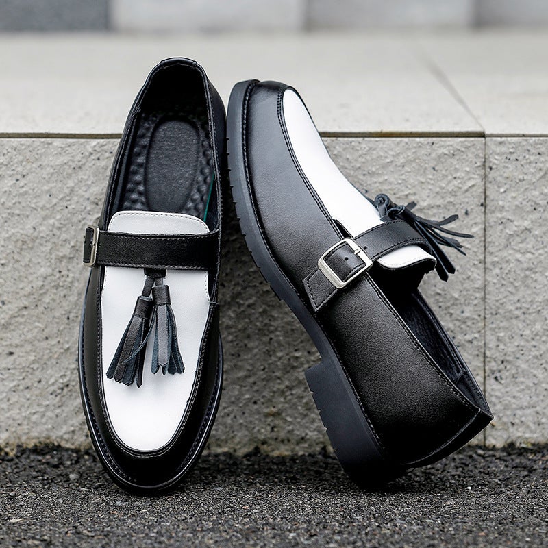 Men'S Large Size Buckle Tassel Pointed Leather Shoes British Style Formal Business Casual Shoes Versatile Trendy Men'S Shoes - Image 2