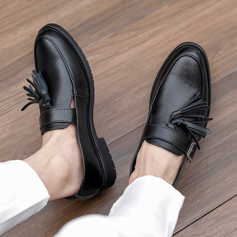Men'S Large Size Buckle Tassel Pointed Leather Shoes British Style Formal Business Casual Shoes Versatile Trendy Men'S Shoes - Image 5