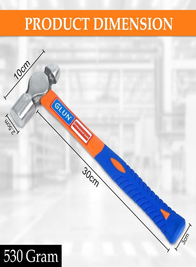 GLUN مطرقة كروية من GLUN® مقاس 12 بوصة ووزن 500 غرام، بمقبض من الألياف الزجاجية مع قبضة لامتصاص الصدمات لأعمال المعادن والضرب. - Image 3