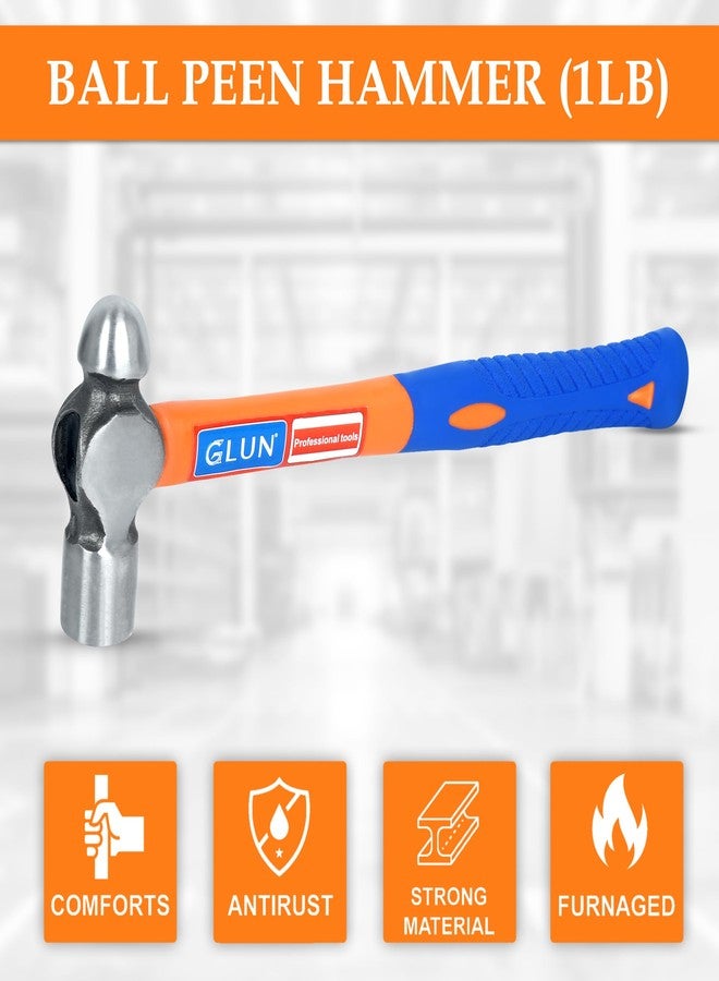 GLUN مطرقة كروية من GLUN® مقاس 12 بوصة ووزن 500 غرام، بمقبض من الألياف الزجاجية مع قبضة لامتصاص الصدمات لأعمال المعادن والضرب. - Image 2