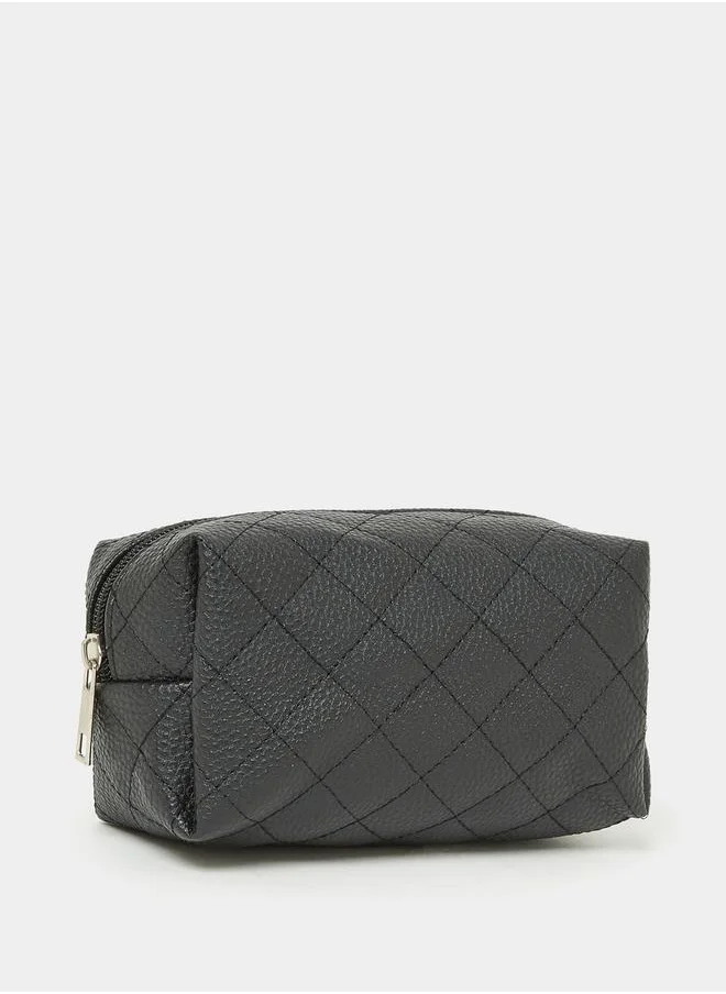 Styli Checked Stitch Detail Washbag