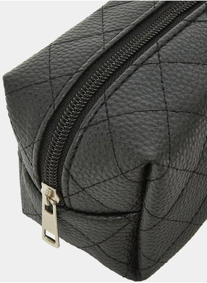 Styli Checked Stitch Detail Washbag