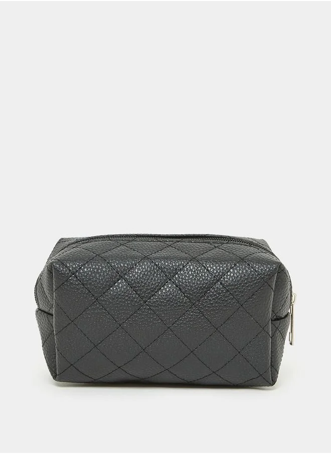 Styli Checked Stitch Detail Washbag