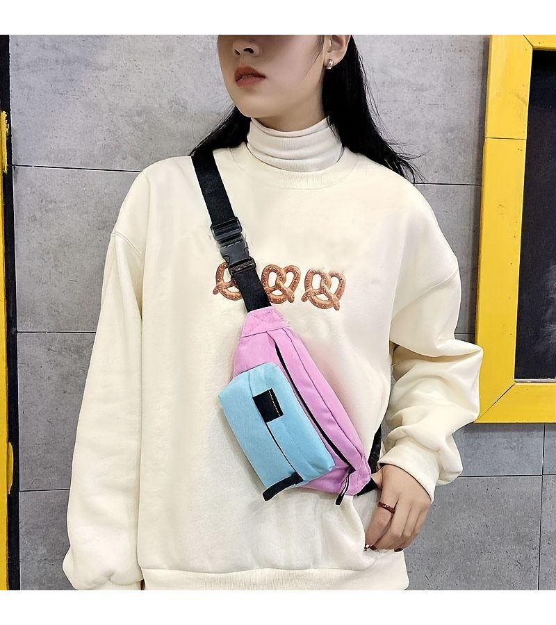 Women Red Blue Nylon Zipper Belt Bag For Women Cute Macaron Design With Phone Keys Cash Pocket Hands Free Wallet Power Bank Carrier For Walking Travel Hiking Outdoor Activities - Image 4