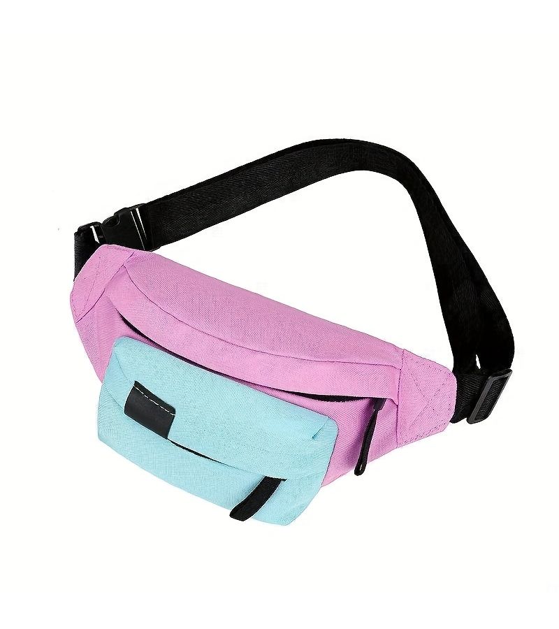 Women Red Blue Nylon Zipper Belt Bag For Women Cute Macaron Design With Phone Keys Cash Pocket Hands Free Wallet Power Bank Carrier For Walking Travel Hiking Outdoor Activities - Image 5