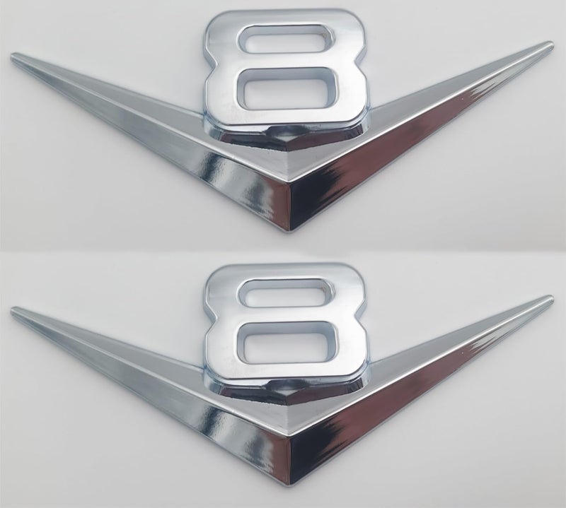 OAN 3D Metal V8 Engine Displacement Logo Racing Decoration Luggage Trunk Tailgate Bumper Badge Sticker Decoration Accessories (V8 Silver) - Image 5