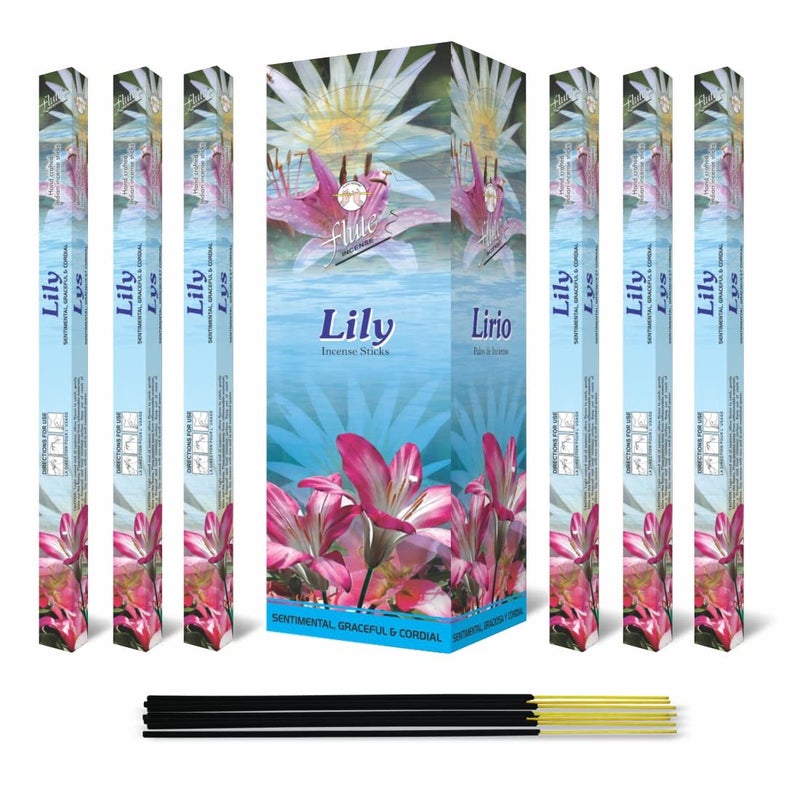 8 B08RW8FPZN FLUTE Lily Charcoal Incense Sticks Natural Incense Organic Home Fragrance Agarbatti Square Pack 200 Sticks Total