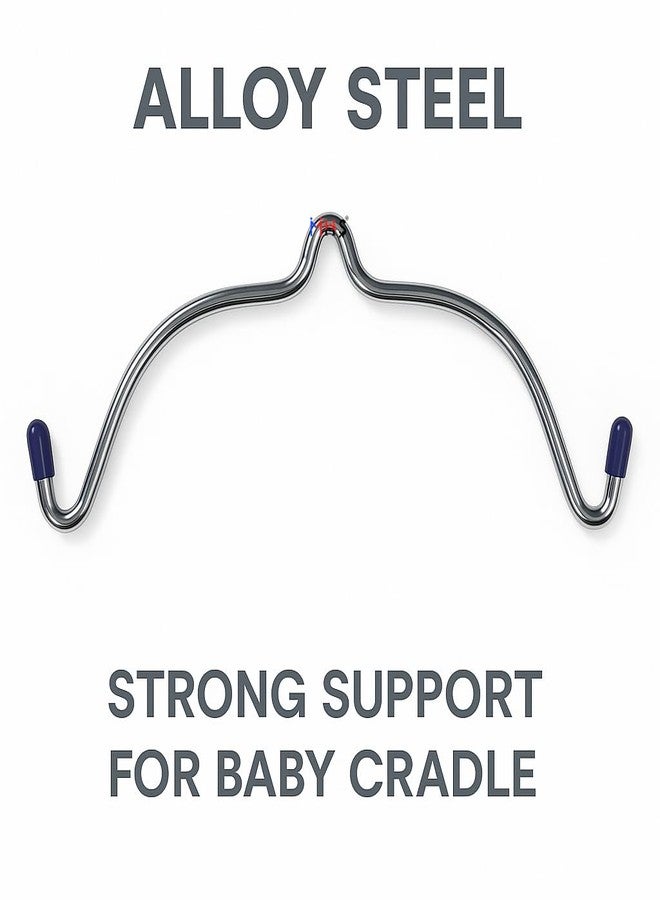 MHS Alloy Steel Baby Cradle Hanger Rods – Chrome Finish | Heavy Duty Pangra for Jhula | Silver Plated Hook Set | Pack of 2 | Suitable for All Cradles | Made in India - Image 2