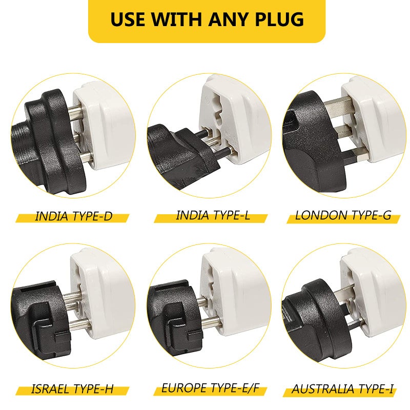 Romeda 4 Pack Universal Adapter, Europe to US Plug Travel Adapters (White) - Image 3