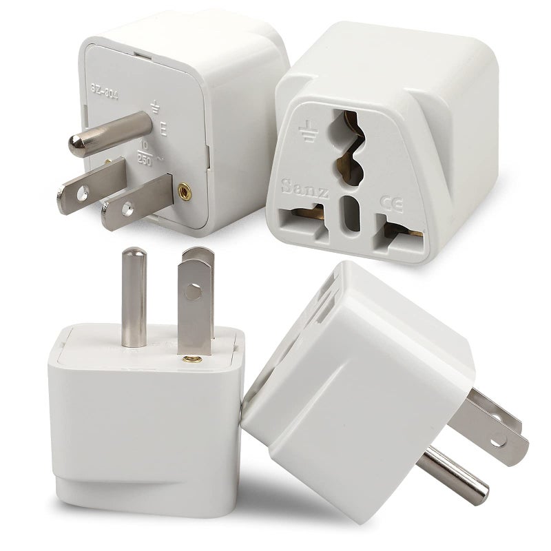 Romeda 4 Pack Universal Adapter, Europe to US Plug Travel Adapters (White) - Image 1