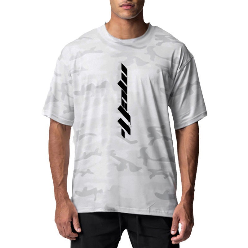 Men''s quick-drying camouflage short sleeve round neck fitness loose sports base breathable men''s half sleeve T-shirt summer - Image 2