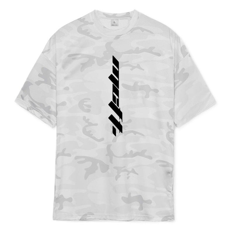 Men''s quick-drying camouflage short sleeve round neck fitness loose sports base breathable men''s half sleeve T-shirt summer - Image 1