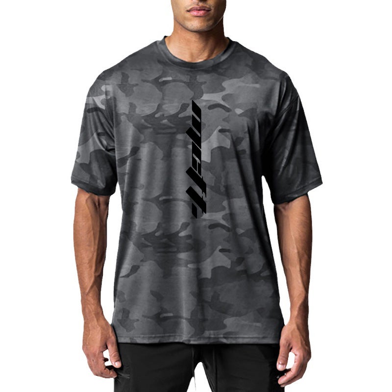 Men''s quick-drying camouflage short sleeve round neck fitness loose sports base breathable men''s half sleeve T-shirt summer - Image 4