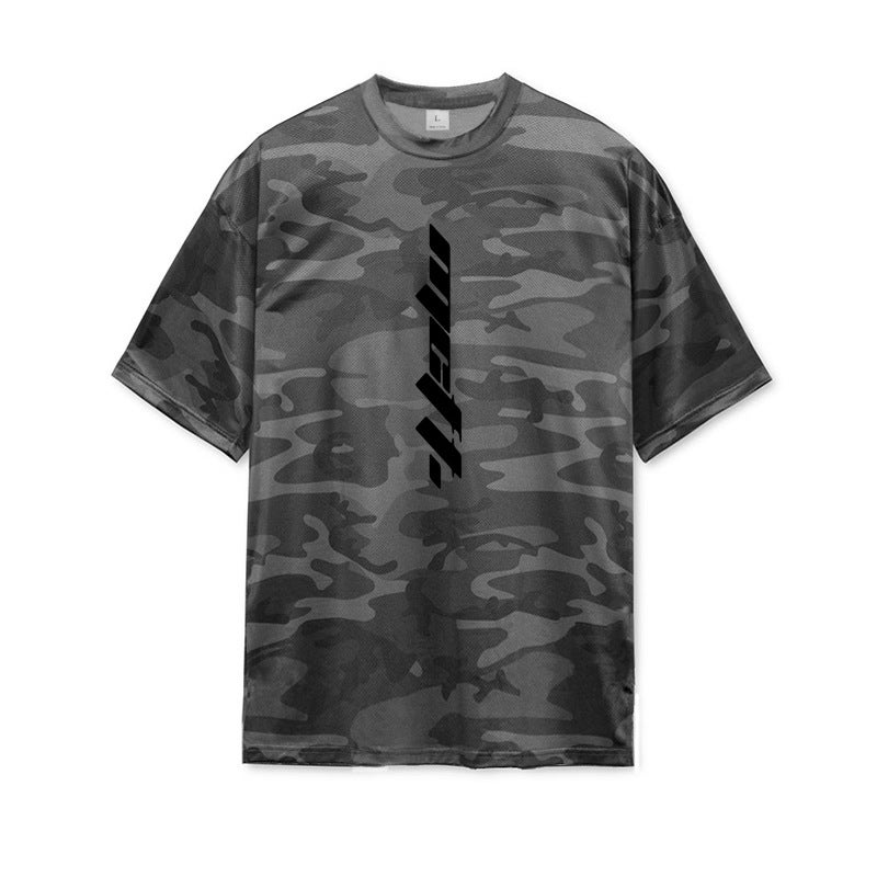 Men''s quick-drying camouflage short sleeve round neck fitness loose sports base breathable men''s half sleeve T-shirt summer - Image 5