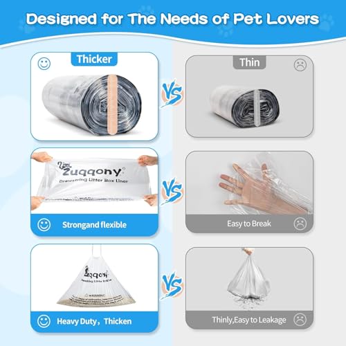Zuqqony Litter Box Liners 100 Count - Compatible with Litter Robot 4 & 3, Leak-Proof Drawstring Waste Bags, Pre-Separated Clear Design (25.8" x 21"), Odor Control - Image 4
