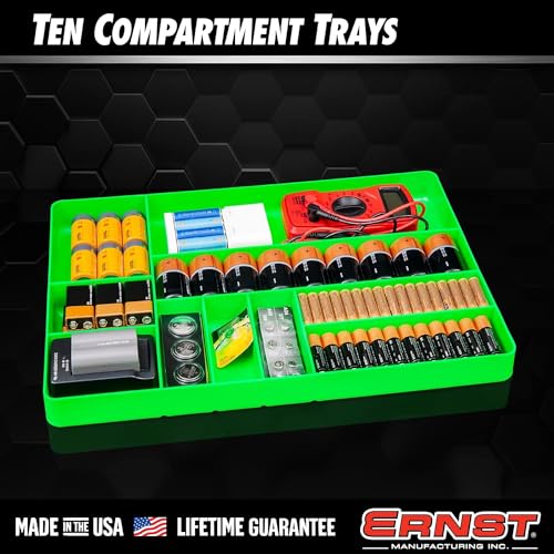 Ernst Manufacturing 10 Compartment Drawer Organizer: Heavy Duty Stackable Tray for Automotive Garage Tool Organization - Low-Profile Toolbox Storage - Nuts and Bolts, Tools, Parts, Easy to Clean - Red - Image 5