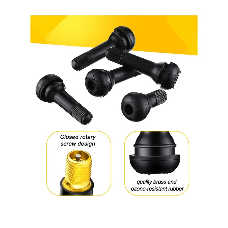 SOLARAE 100 Pieces Tire Valve Stems Rubber Black Rubber Snap-in Valve Stems Standard Length Replacement Tire Valve Stems for Car Tubeless Rim Holes Replacement (0.7 x 1.7, 0.7 x 1.4, 0.7 x 2 Inches) - Image 2