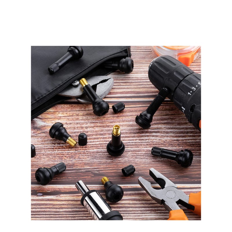 SOLARAE 100 Pieces Tire Valve Stems Rubber Black Rubber Snap-in Valve Stems Standard Length Replacement Tire Valve Stems for Car Tubeless Rim Holes Replacement (0.7 x 1.7, 0.7 x 1.4, 0.7 x 2 Inches) - Image 3