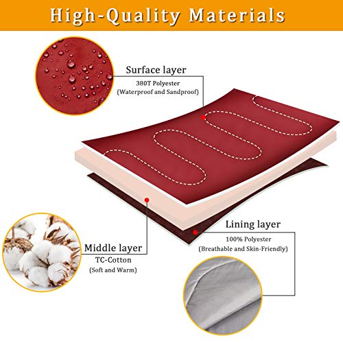 ECOOPRO Warm Weather Sleeping Bag - Portable, Waterproof, Compact Lightweight, Comfort with Compression Sack - Great for Outdoor Camping, Backpacking & Hiking-83 L x 30" W Fits Adults (G-Wine red) - Image 4