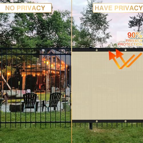 INFRANGE Privacy Fence Screen 5' x 50' Fencing Cover Heavy Duty Mesh Windscreen Cloth for Outdoor Garden Patio Backyard Chain Link Fence Beige - Image 4