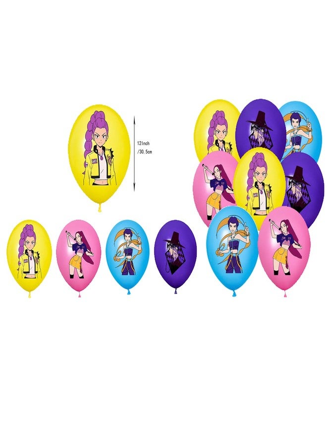 HighMount 44Pcs Demon Movie Hunters Birthday Party Decorations Set - Korean Kpo-p Girls Anime Music Idol Huntrix Band Supplies Include Balloons, Banner, Cake Topper & Cupcake Toppers for Fans Lover Girls Boy - Image 3