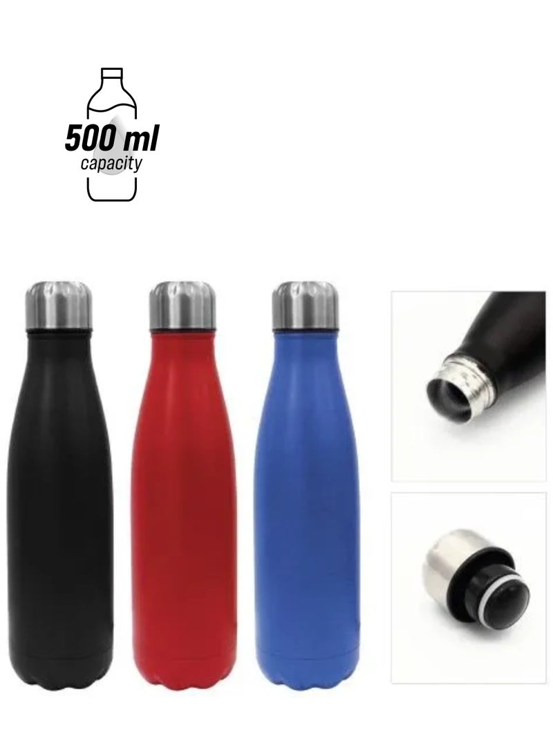 Vitacelli Stainless Steel Vacuum Insulated Water Bottle Cola Shape Bottle Keep 12 Hours Cold & Hot Reusable Metal Leak-Proof Sports Flask Pack Of 2 500ML  - Image 1