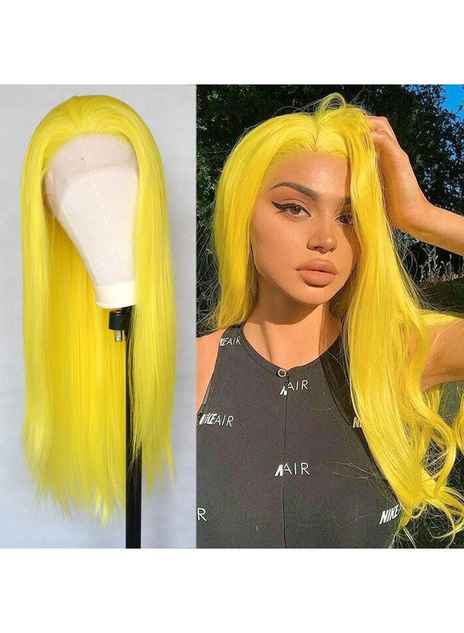 Luwigs Uwigs Yellow Synthetic Lace Front Wigs Silky Straight Lace Wigs Tpart For Women Replacement Wigs Heat Resistant For Cosplay Daily Wear Natural Looking 22Inch - Image 1