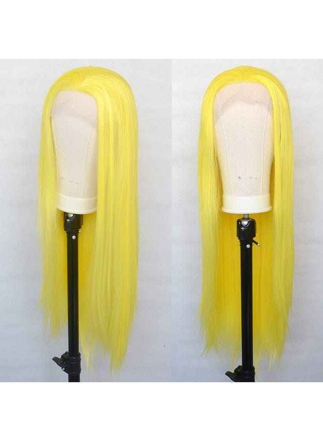 Luwigs Uwigs Yellow Synthetic Lace Front Wigs Silky Straight Lace Wigs Tpart For Women Replacement Wigs Heat Resistant For Cosplay Daily Wear Natural Looking 22Inch - Image 3