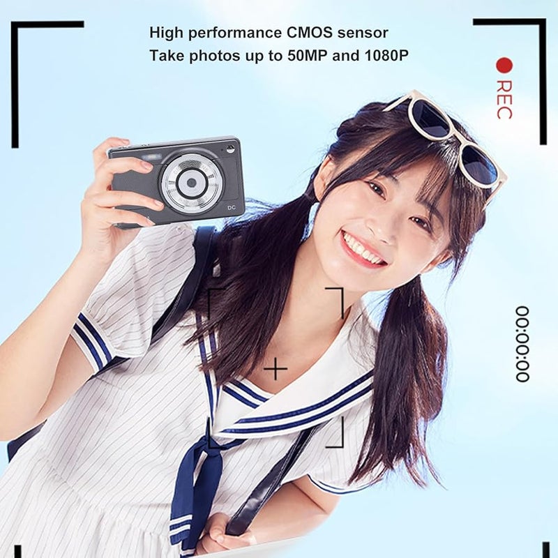 56MP Kids Digital Camera 1080P 8x Zoom Autofocus Vlogging Camera 2 8in Screen Silver - Image 5