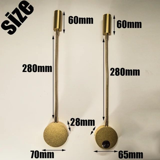 3W Aluminium Flexible Wall Reading Light With On/Off Switch - Modern Gooseneck Bedside Lamp, 360° Book Lighting for Bedroom Office, Warm White Gold (Pack of 1)  - Image 4