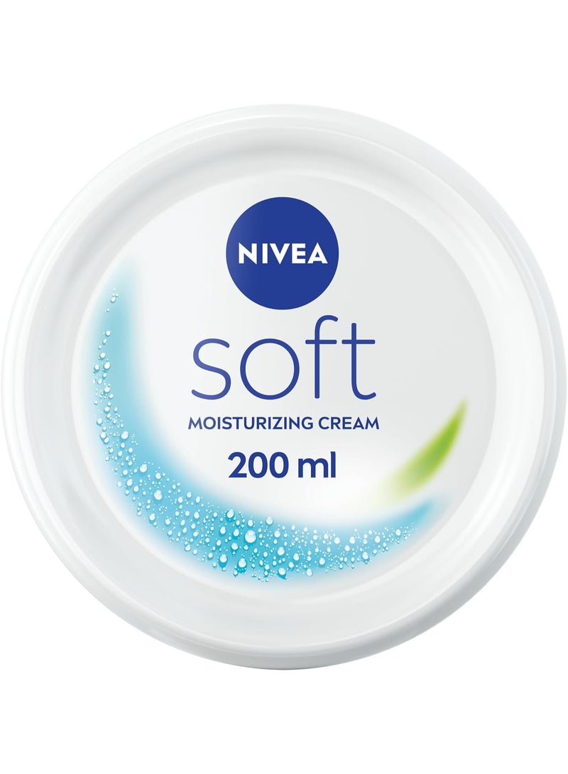 NIVEA Soft Moisturising Cream, A Moisturising Cream for Face, Body and Hands with Vitamin E and Jojoba Oil, Hand Cream Moisturises Deeply, All-Purpose Day Cream, Jar 200ml